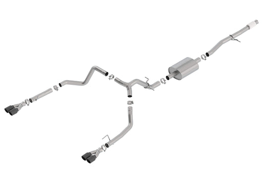 BORLA 140770BC Cat-Back Perf. Exhaust Sys. for 2019-2024 Chevrolet Silverado 1500 / GMC Sierra 1500 5.3L V8 S-Type Sound Dual Split Rear Exit Dual 3.5" Rond Black Chrome Tips Each Side