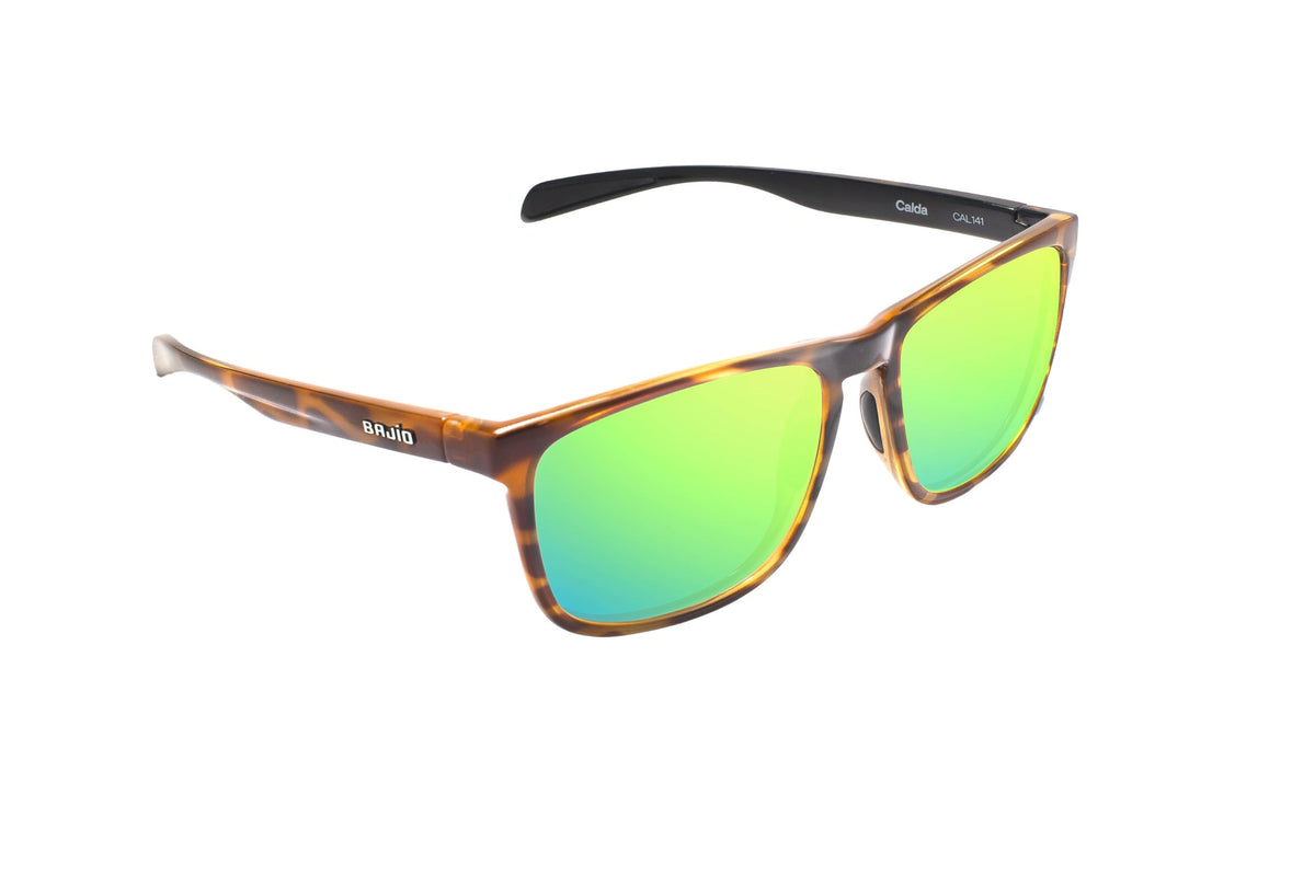 Bajio Sunglasses Calda Green Mirror Glass Brown Tort Gloss - CAL141102