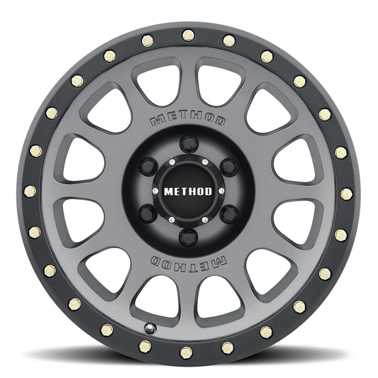 Method Race Wheels MR305 NV, 17x8.5, 0mm Offset, 6x5.5, 108mm Centerbore, Titanium - Matte Black Lip, MR30578560800