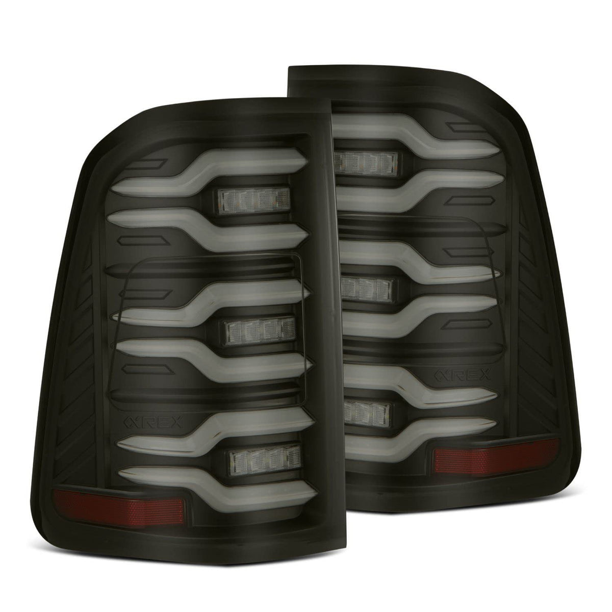 AlphaRex USA 1924 Ram 1500 Luxx LED Tail Lights Black with Act Light & Seq Signal - 640040