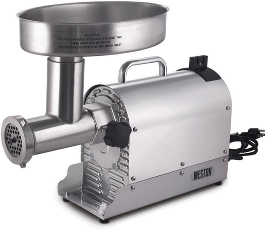 Weston Pro Series Electric Meat Grinder 7 Sausage Stuffer, Commercial Grade, 1500 Watts, 2 HP, 21lbs. Per Minute, Heavy Duty Stainless Steel (10-3201-W)