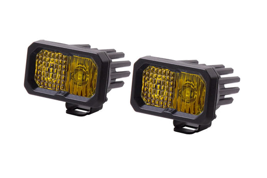Diode Dynamics C2 1.0 SAE Yellow Pro Standard LED Pod (pair), Combo w/Amber Backlight