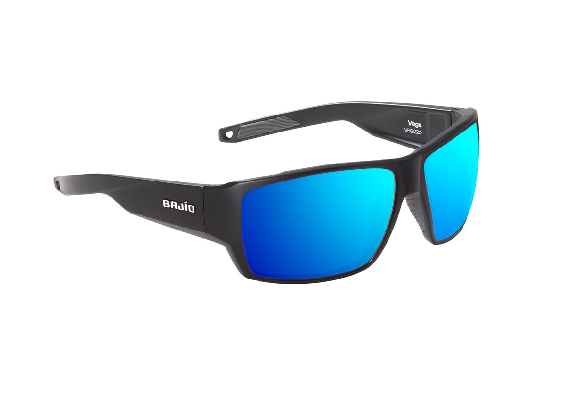 Bajio Sunglasses Vega Blue Mirror Glass Black Matte - VEG220011