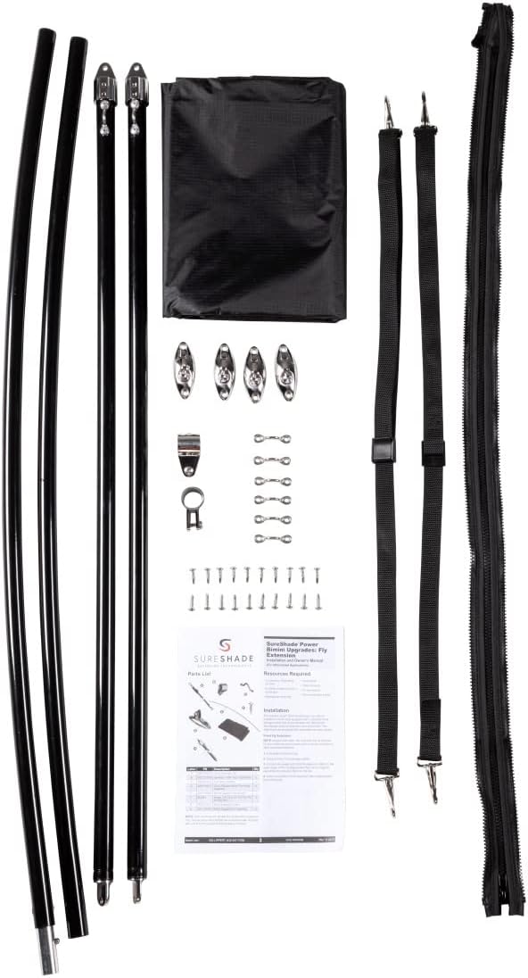 SureShade Bimini Extension for Power Bimini - 7' Black Hardware with Black Canvas, Provides Additional Shade, Polycoated 70D Ripstop Nylon, Easy Installation, Complete Kit - 2021013744