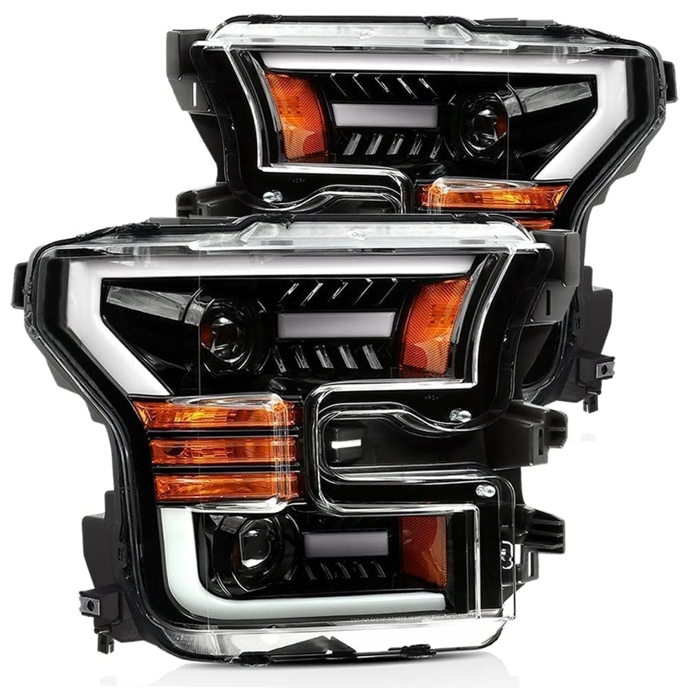 AlphaRex USA 1517 F150 Luxxseries LED Proj Hl Plank Style Jet Black with Activation Light & Dr - 880168