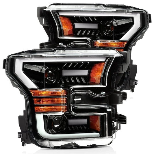 AlphaRex USA 1517 F150 Luxxseries LED Proj Hl Plank Style Jet Black with Activation Light & Dr - 880168