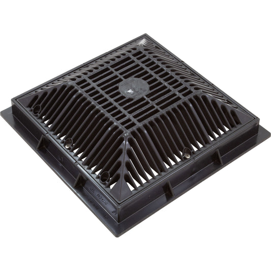 Drain Grate, Waterway 9" x 9", w/ Frame, Black, 2008 VGB