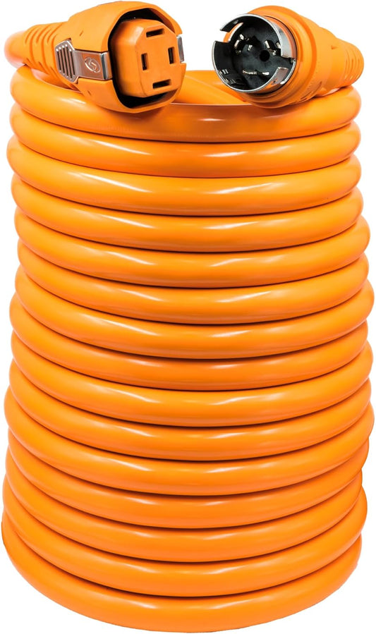 SmartPlug 50 Amp Shore Power Cord – 50A 125V/250V Marine Cord, RV Accessories, Marina Park Power End, Waterproof Locking Plug, Tinned Wire, Boat Shore Power, Generator Power Cord, 50 FT