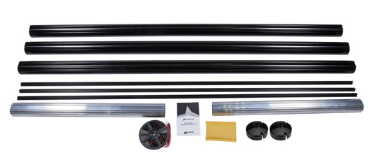 Velarium DIY Cut-to-Fit Roller Tube Assembly, 22' Cut-to-Fit Black Powder Coated Roller Tube, White End Caps, Light Rail and LED Lighting (Range 22' - 15')