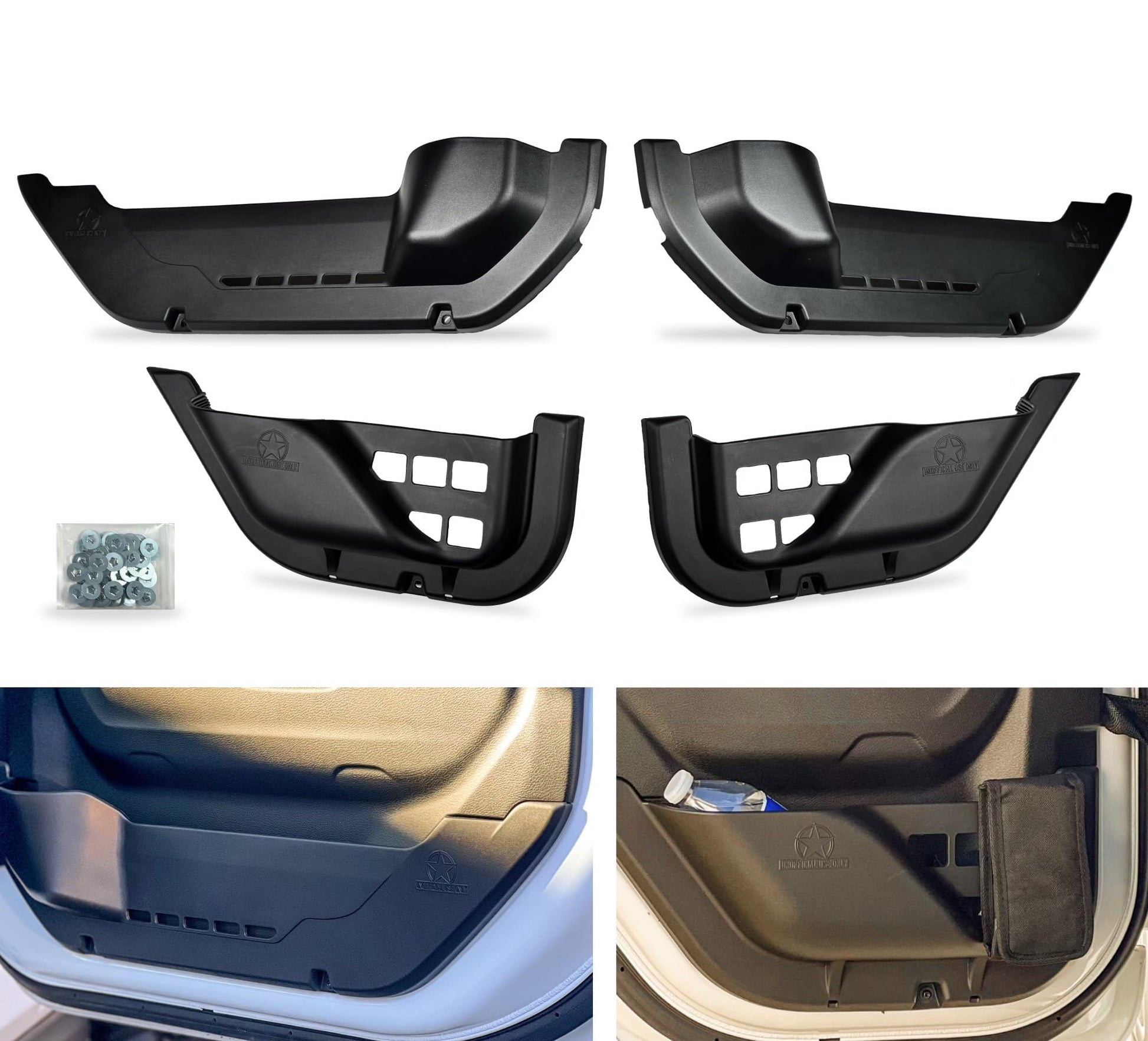 Unofficial USE ONLYâ„¢ 4-Door Pockets for 2018-2026 Jeep Wrangler JL, JLU, JT Gladiator | Saggy Net Replacement | Electric Seat Compatible | Designed and Made in USA