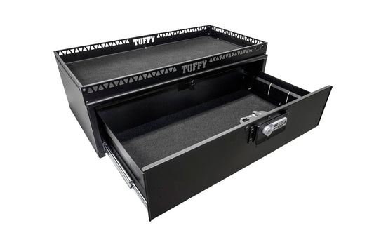 Tuffy Security Drawer with Shelf Ã¢â‚¬â€œ Universal Fit for Mid-Sized SUVs | Heavy-Duty Locking Cargo Storage Box | Black Steel, 85 lb Capacity