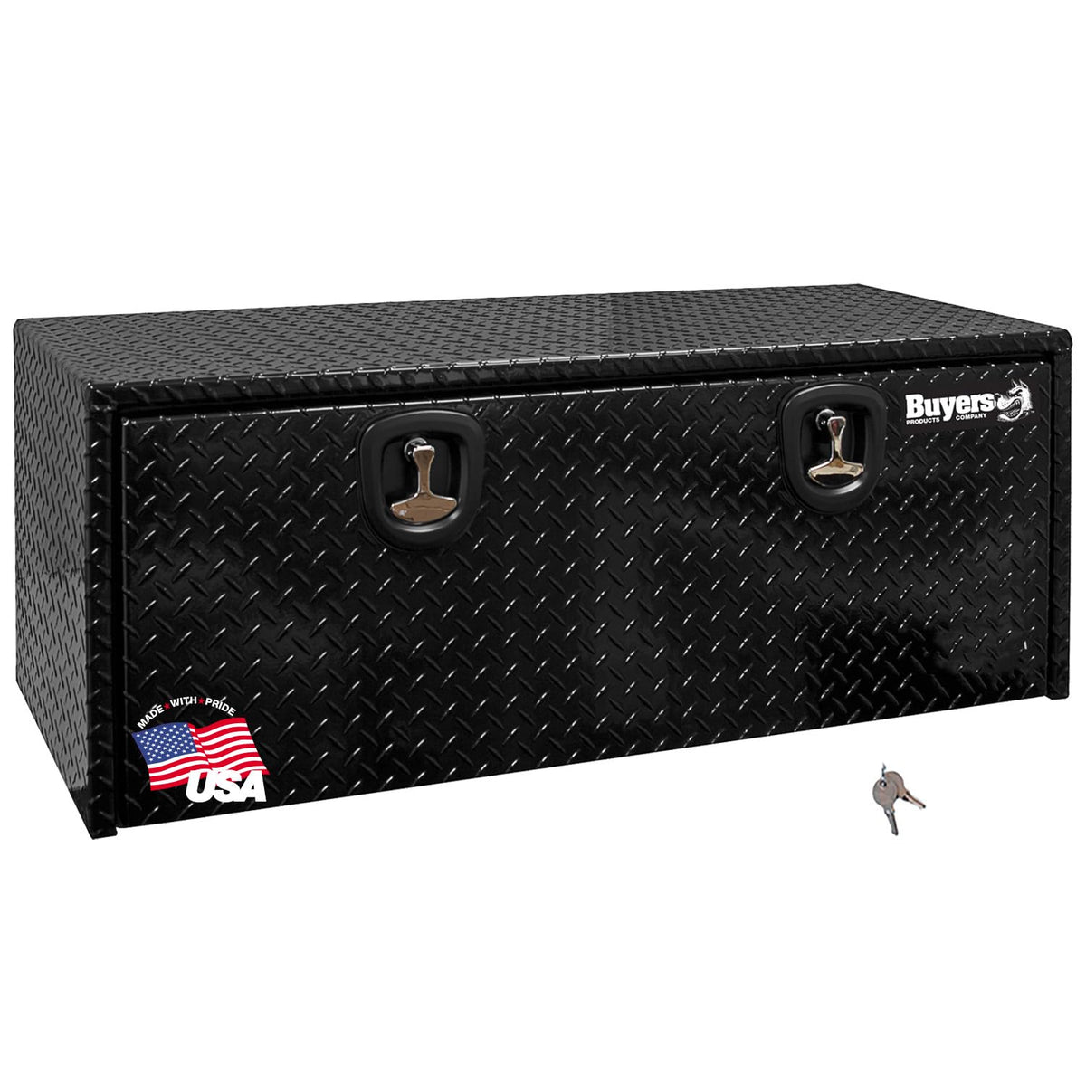 Buyers Products 1725120 Black Diamond Tread Aluminum Underbody Truck Tool Box, 18 x 24 x 48 Inch, Made In The USA, Truck Box For Storage & Organization, Durable Job Box for Truck