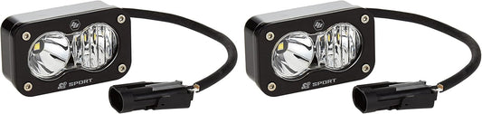Baja Designs S2 Sport Black LED Light Pod Pair - 2PCS LED with Wiring Harness (Driving/Combo; Clear)