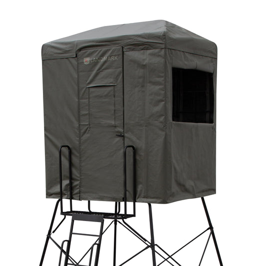Rivers Edge Landmarkâ„¢ 550 Hunting Blind LM550B â€“ 7' Tall, 6' x 4.5' Interior, Adjustable Windows, Steel Frame, Marine-Grade Fabric â€“ Fits LM550T Tower Only