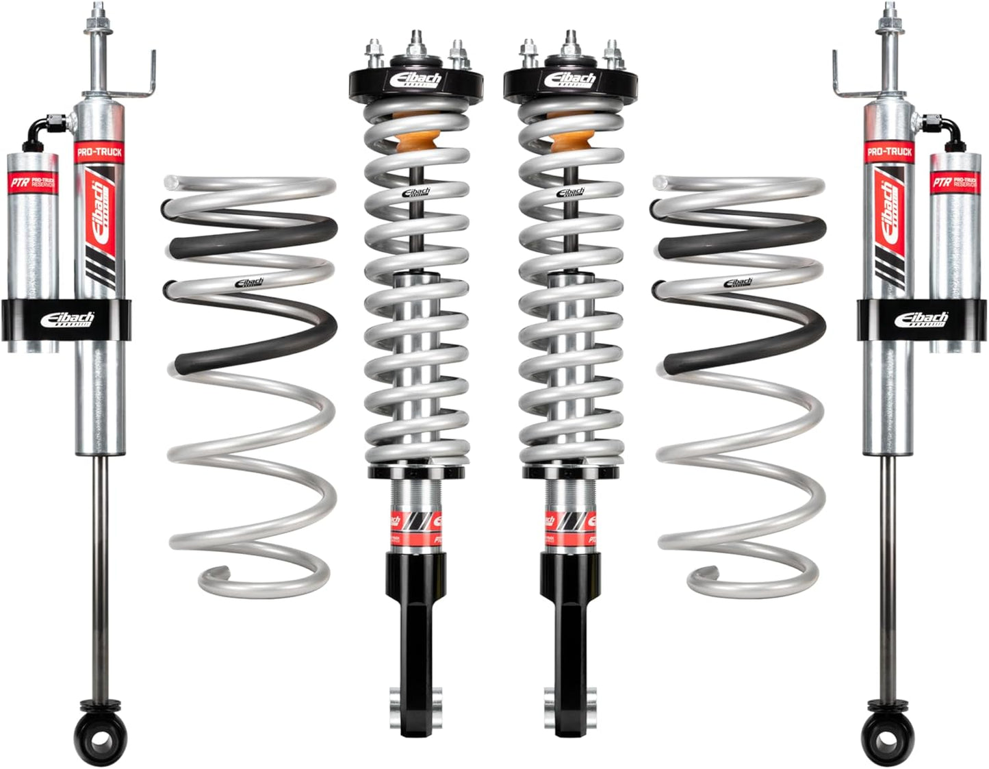 Eibach Suspension Lift Kit, PRO-TRUCK-LIFT STAGE 2R, 0 to 2.5 in Front Lift, 1 in Rear Lift, Reservoirs/Springs/Shocks, compatible with Toyota Midsize Truck 2024-25, Kit
