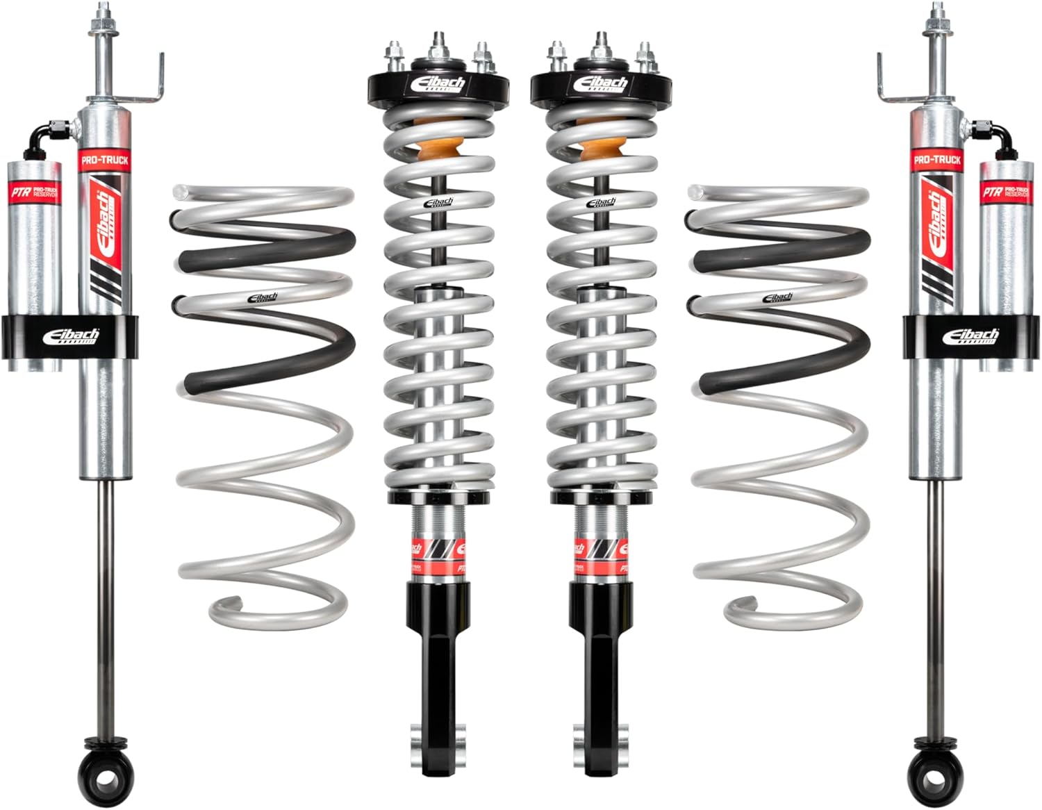 Eibach Suspension Lift Kit, PRO-TRUCK-LIFT STAGE 2R, 0 to 2.5 in Front Lift, 1 in Rear Lift, Reservoirs/Springs/Shocks, compatible with Toyota Midsize Truck 2024-25, Kit