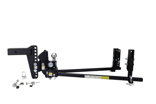 Weigh Safe TrueTow Heavyweight Distribution Hitch - Adjustable 8" Drop w/2" Shank - 22,000 lbs GTW w/Keyed Alike Hitch Pin, Coupler Latch Lock, & Padlock