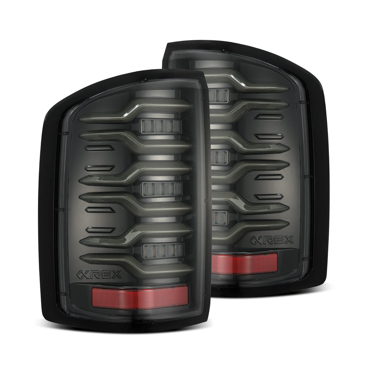 AlphaRex USA 1418 Sierra 1500/2500/3500HD Luxx LED Tail Lights Alphablack with Activation Light & Seq Signal - 630030