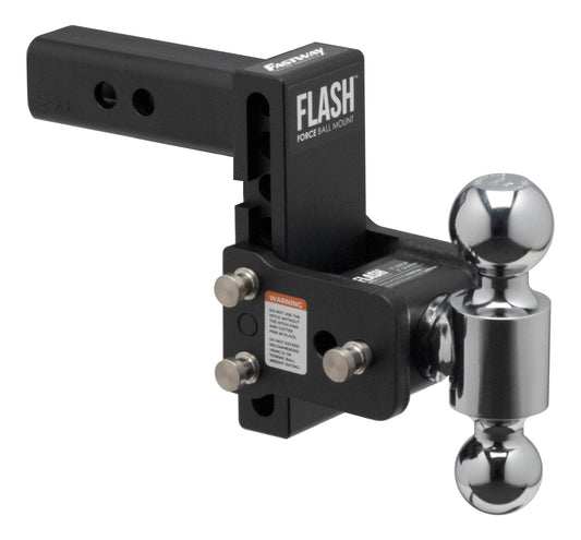 FASTWAY Flash Force Adjustable Steel Ball Mount, Dual Hitch Balls, Quick Height Adjustment, Stowable, for 2" and 2-1/2" Receiver, Heavy Duty (67-00-7350, 5" Drop, 5-1/2" Rise, 2" Receiver)