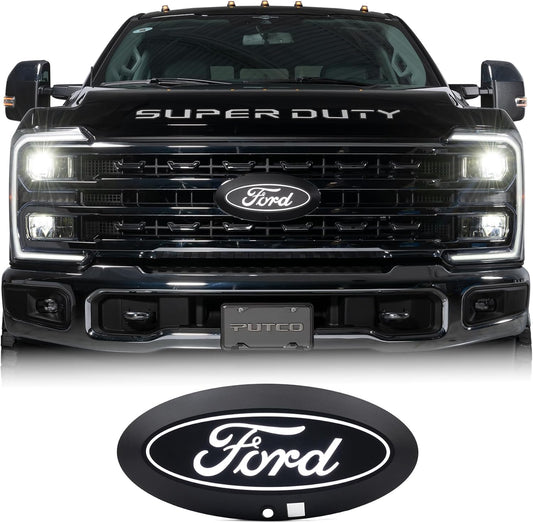 Putco Luminix White Oval LED Emblem - Fits Ford F250, F350 2023-2026 with Camera and Spray Washer