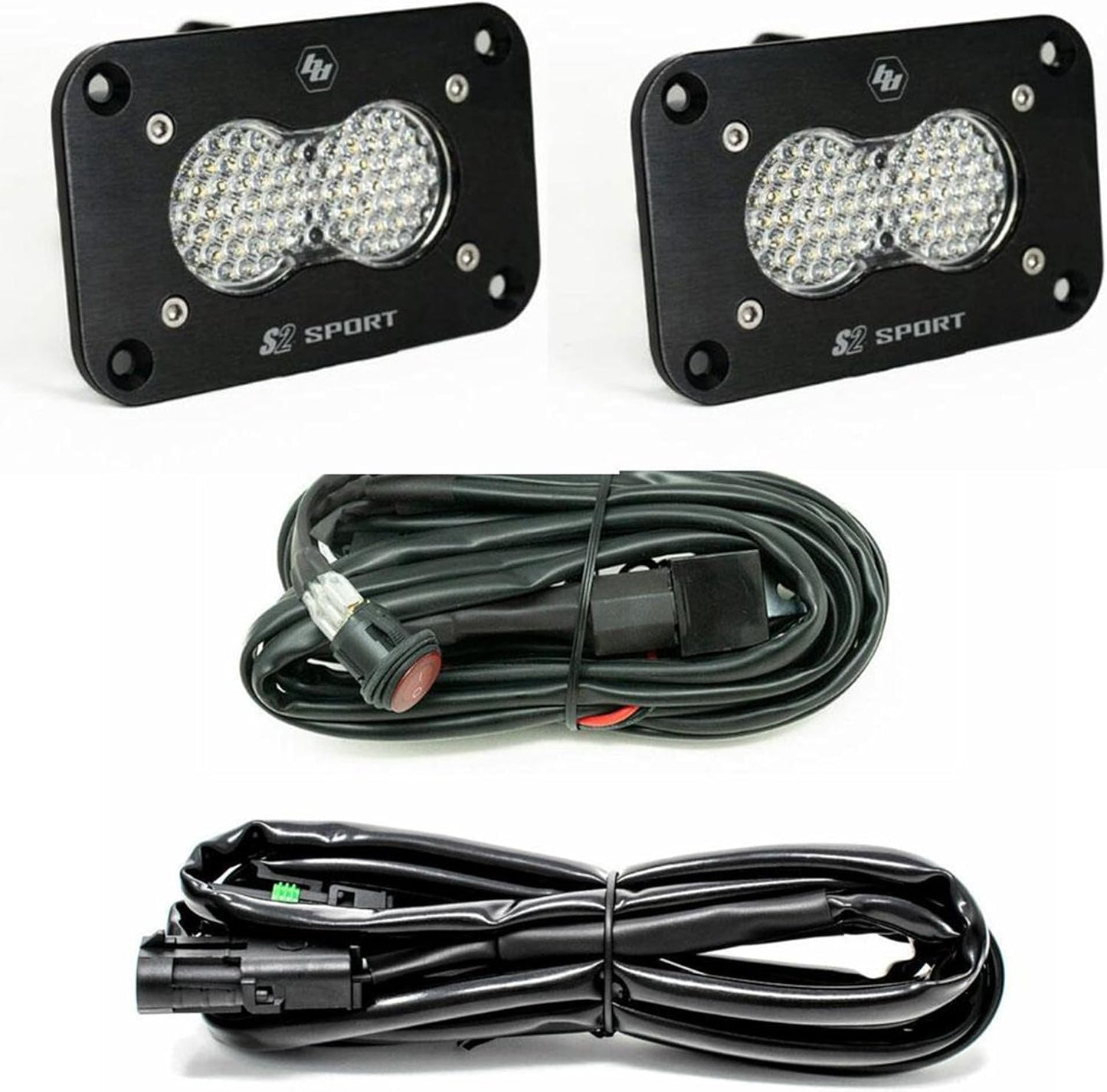 Baja Designs S2 Sport Black Flush Mount LED Light Pod Reverse Kit (Work/Scene; Clear)