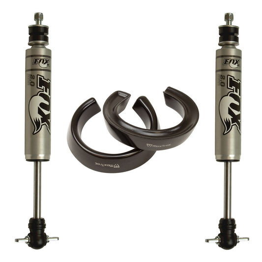 MAX TRAC SUSPENSION'S Part# 872460F is A Pair of 2.0" Front Lift Coil SPACERS W/Fox 2.0 Performance Series Front Shocks Made from HOT Wound Steel & Powder Coated Grey