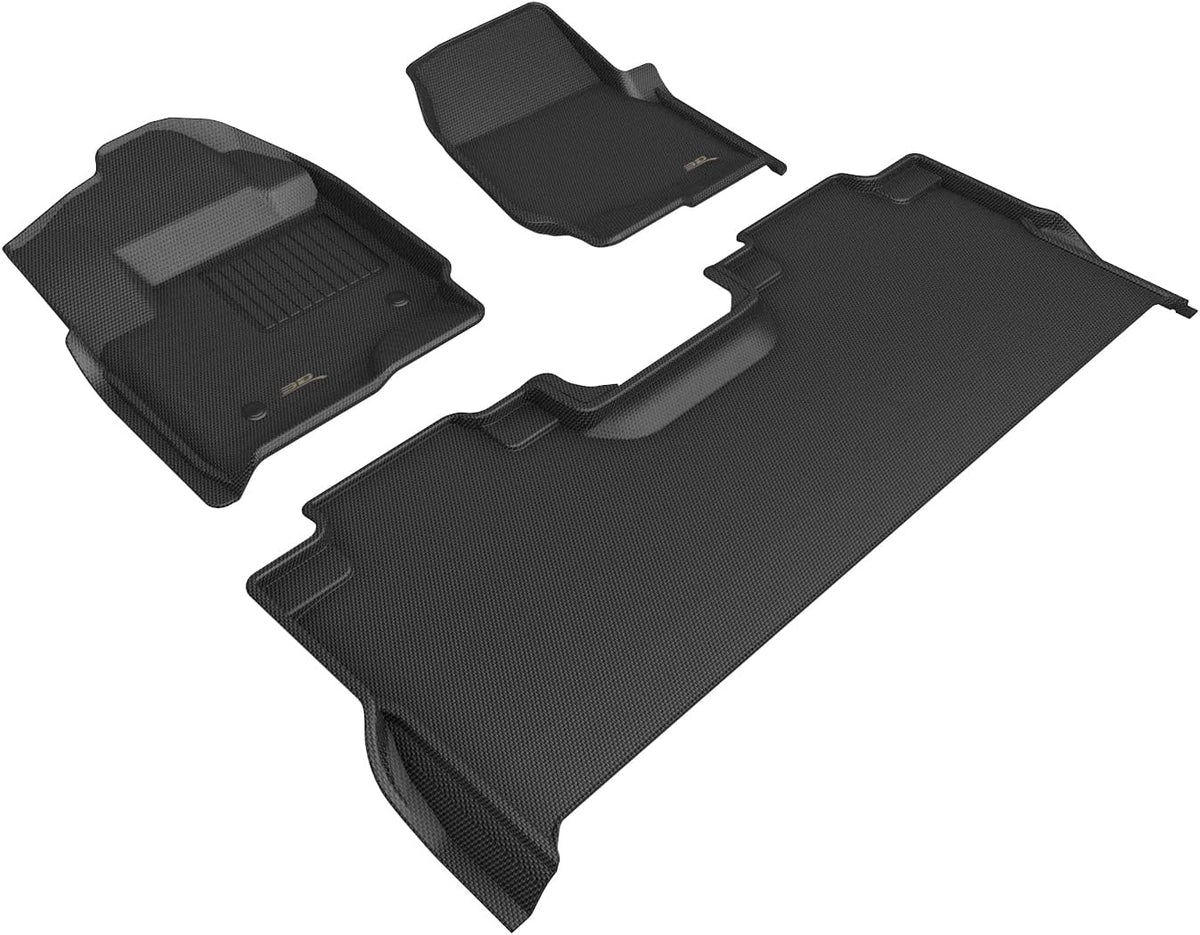 3D MAXpider Custom Fit Kagu Floor Mat (Black) Compatible with Ford F-250/350/450 Crew Cab 2023-2026 (w/Bucket Seats, Underseat Storage) - Full Set