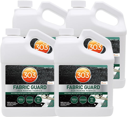 303 Products Marine Fabric Guard – Water Repellent & Stain Shielding Fabric Spray, Safe for All Outdoor Upholstery, Simple & Easy to Use, Protectant Spray for Boats, 1 Gallon (4 Pack)