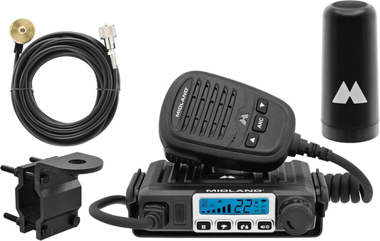Midland â€“ MXT115AGVP3 - 15 Watt GMRS MicroMobile Two Way Radio - Off Roading Outdoor Farm Radio - Extended Range 3dB gain Ghost Antenna, Antenna Cable, Mounting Bracket - Farm Tractor Bundle
