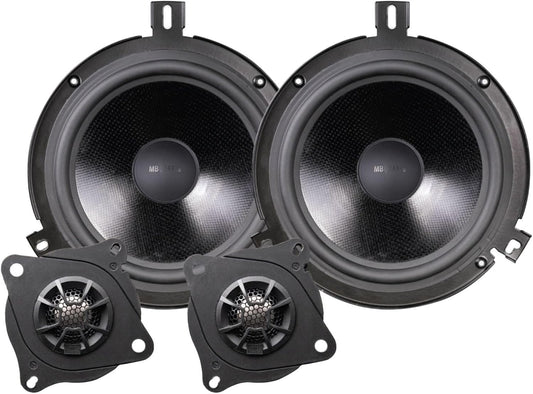 MB Quart Tuned Audio Package 6.5" Convertible Speakers for Jeep Wrangler (07-18), Front and Rear Speaker Upgrades with Titanium Dome Tweeters