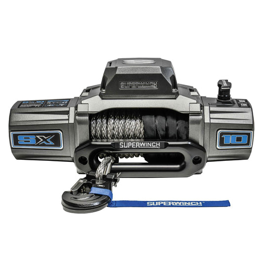 Superwinch 1710201 SX10SR 12V DC Winch 10,000 Lb/4,536 Kg Single Line Pull With Hawse Fairlead, 3/8in X 80ft Synthetic Rope, Corded Handheld And Wireless Remote