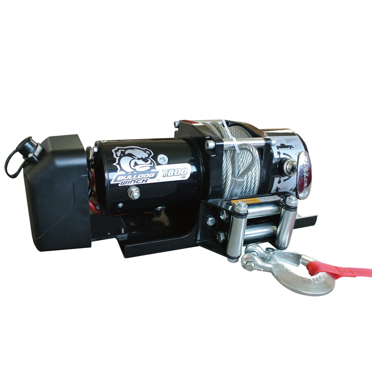 Bulldog Winch / Power Mountain 7800LB Trailer Winch 47.6 ft Wire Rope Roller Frld Mnt Plate Low Profile - 10031