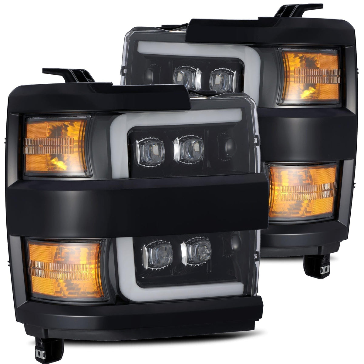 AlphaRex USA 1518 Silverado 2500/3500HD LED Projector Headlights with Act LIGHT/SEQ Signal & D - 880229