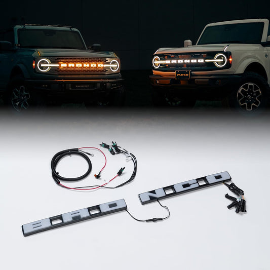 Putco Luminix LED Grille Emblem, Fits 2021-2026 Ford Bronco, w/Front Camera - Amber & White