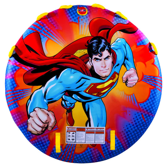 WOW Sports - DC Comics Superman Towable - Inflatable Soft Top Deck Tube - Fits 1-3 Riders - Boating Accessory Multi
