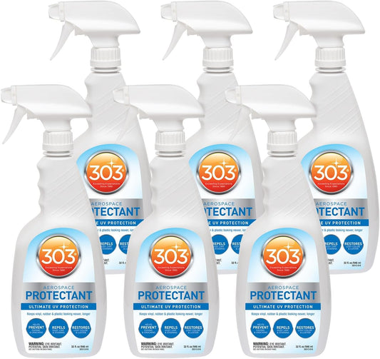 303 Products Aerospace Protectant Spray, UV Protection, Repels Dust, Dirt, & Staining, Matte Finish, Restores Like-New Appearance, Outdoor Cleaning Supplies 32 Fl. Oz. (6 Pack)
