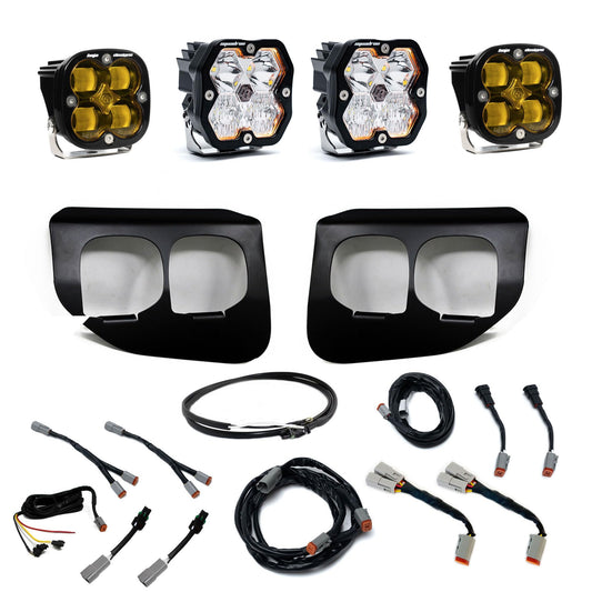 Baja Designs 2022 F250/F350 Super Duty Dual Fog Pocket Kit Squadron 2.0 SAE/SPORT AMBER/CLEA - 44-0042