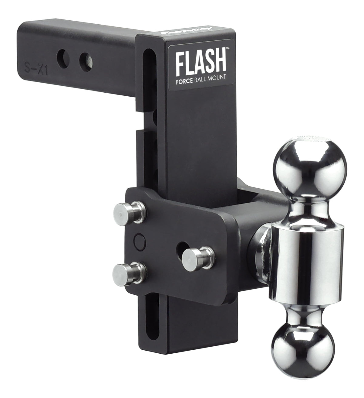 FASTWAY Flash Force Adjustable Steel Ball Mount, Dual Hitch Balls, Quick Height Adjustment, Stowable, for 2" and 2-1/2" Receiver, Heavy Duty (67-00-7570, 7" Drop, 7-1/2 Rise, 2" Receiver)