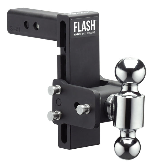 FASTWAY Flash Force Adjustable Steel Ball Mount, Dual Hitch Balls, Quick Height Adjustment, Stowable, for 2" and 2-1/2" Receiver, Heavy Duty (67-00-7570, 7" Drop, 7-1/2 Rise, 2" Receiver)