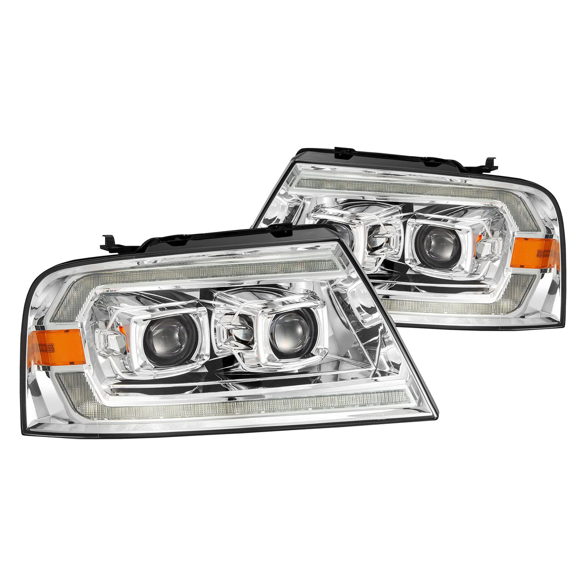 AlphaRex USA 0408 F150/0608 Mark Lt Luxxseries LED Proj Headlights Black with Seq Activation LIGHT/SEQ Signal - 880132