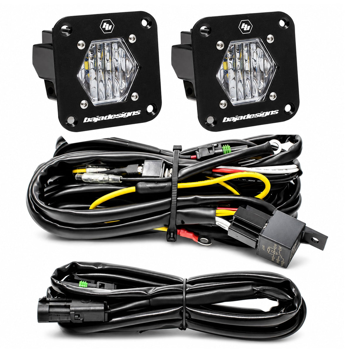 Baja Designs S1 Black Flush Mount LED Auxiliary Light Pod Reverse Kit(wide Cornering;clear) - 387808
