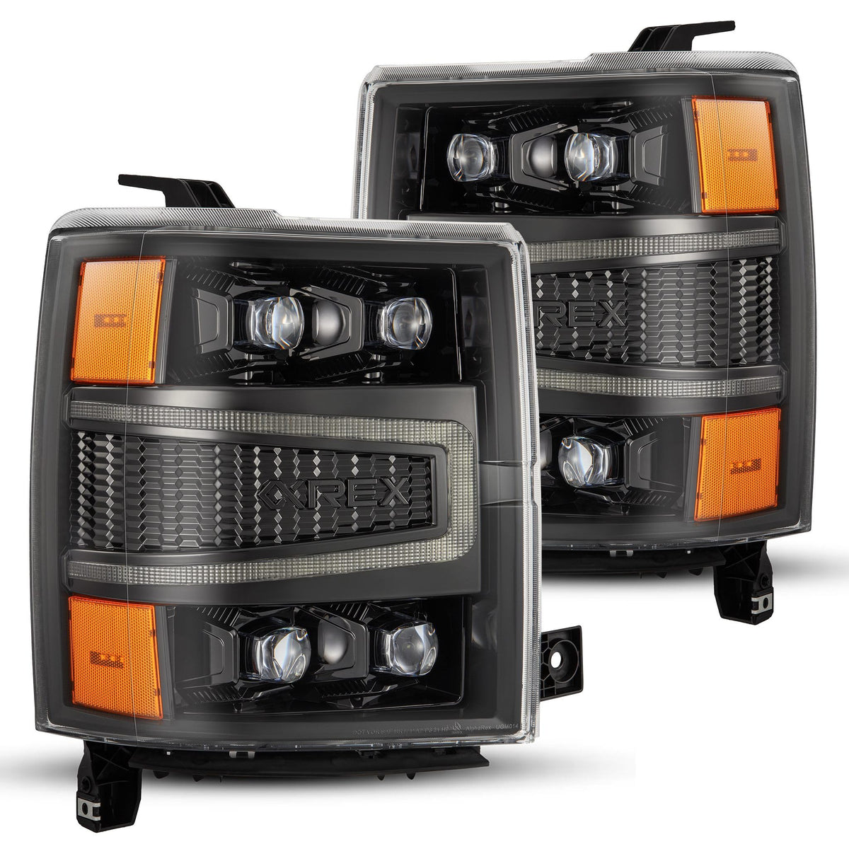 AlphaRex USA 1415 Silverado 1500HD Novaseries LED Proj Hl Alphablack with Activation LIGHT/SEQ Signal - 880241