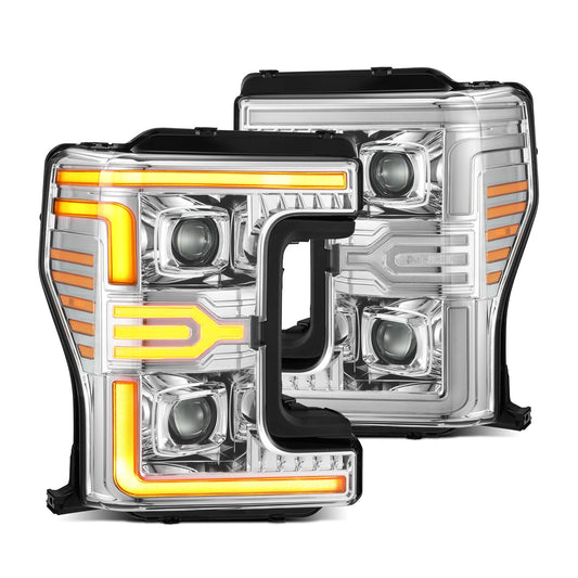 AlphaRex USA 1719 F250/F350/F450/F550 Luxxled Projector Headlights Chrome - 880346