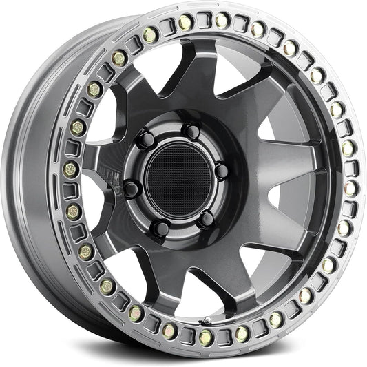 Method Race Wheels MR108, 17x9, 44mm Offset, 5x5, 71.5mm Centerbore, Gloss Titanium, w/BH-H24125-38, MR10879050844B