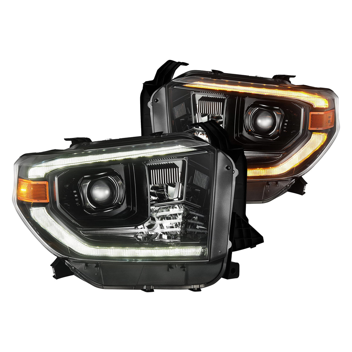 AlphaRex USA 1421 Tundra Luxx LED Projector Headlights Alphablack with Activation Light & Sequential SIGNAL/DRL - 880836