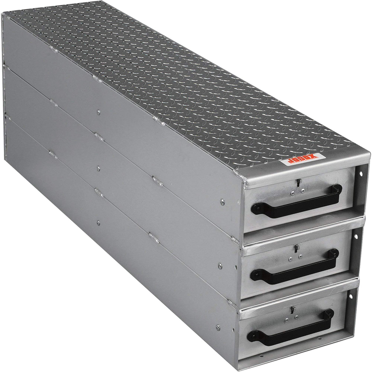 Jobox 1408980 3-Drawer Long Stacked Heavy-Duty Aluminum Drawer Storage - (12" W x 18" H x 50" L)