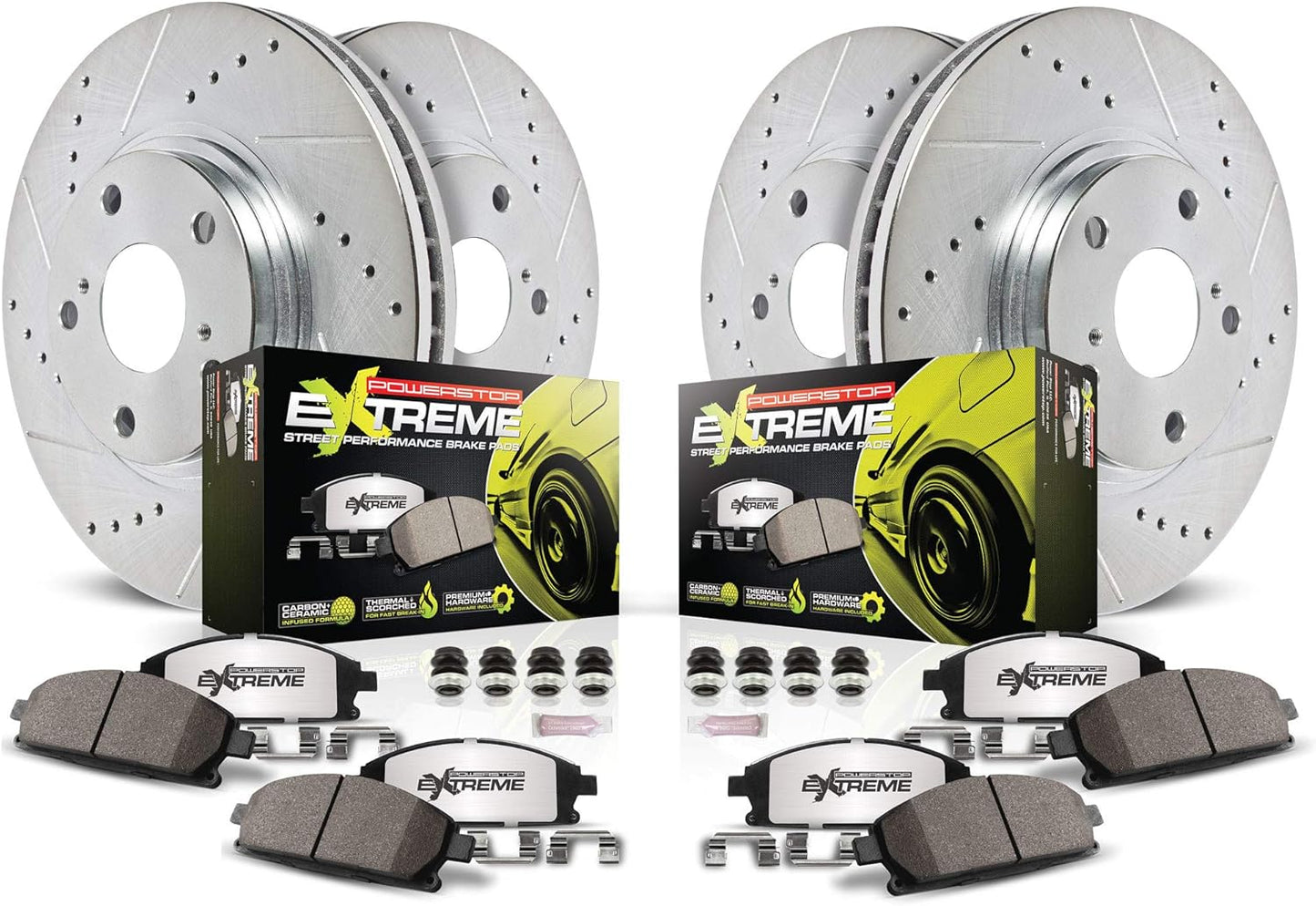 Power Stop K8519-26 Z26 Front and Rear Brake Kit- Brake Rotors & Carbon Ceramic Brake Pads For Subaru BRZ 2017-2020 [Model Specific]