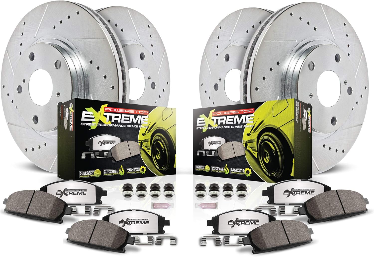Power Stop K8519-26 Z26 Front and Rear Brake Kit- Brake Rotors & Carbon Ceramic Brake Pads For Subaru BRZ 2017-2020 [Model Specific]