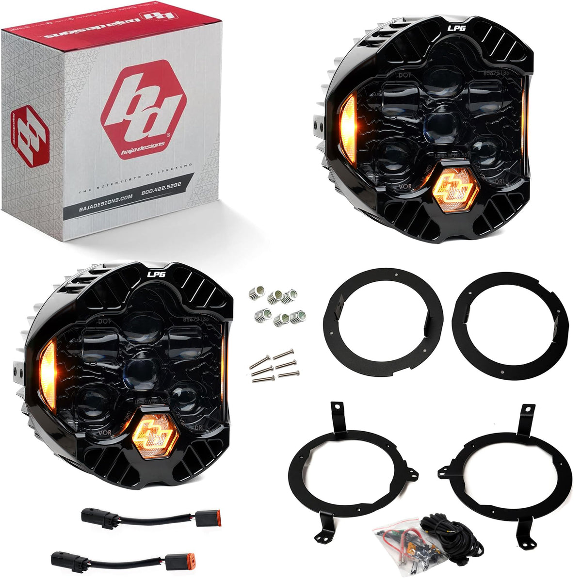 Baja Designs 1825 WRANGLER/2025 Gladiator Dot LP6 LED Headlight Kit with Halogen Headlight - 44-8312