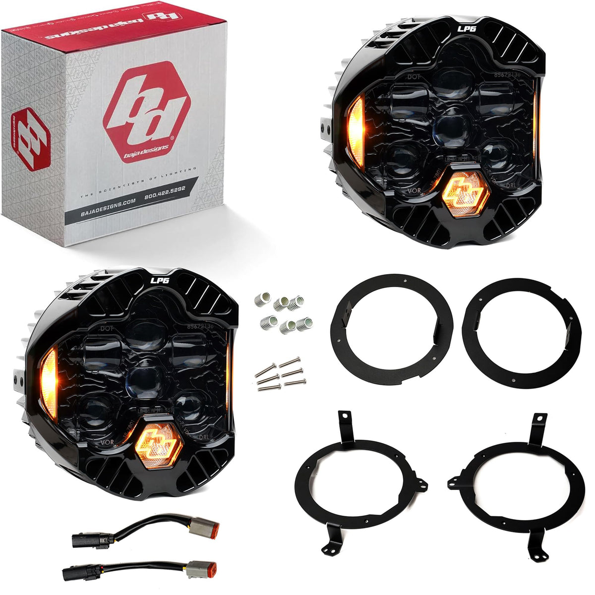 Baja Designs 0718 Wrangler Dot LP6 Headlight Kit Amber Drl - 44-8311